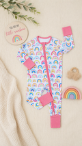 Rainbow Bamboo Baby Girl Zipper Sleeper | 0–3 Months | Soft & Stretchy Bamboo Pajamas | Baby Girl Outfit