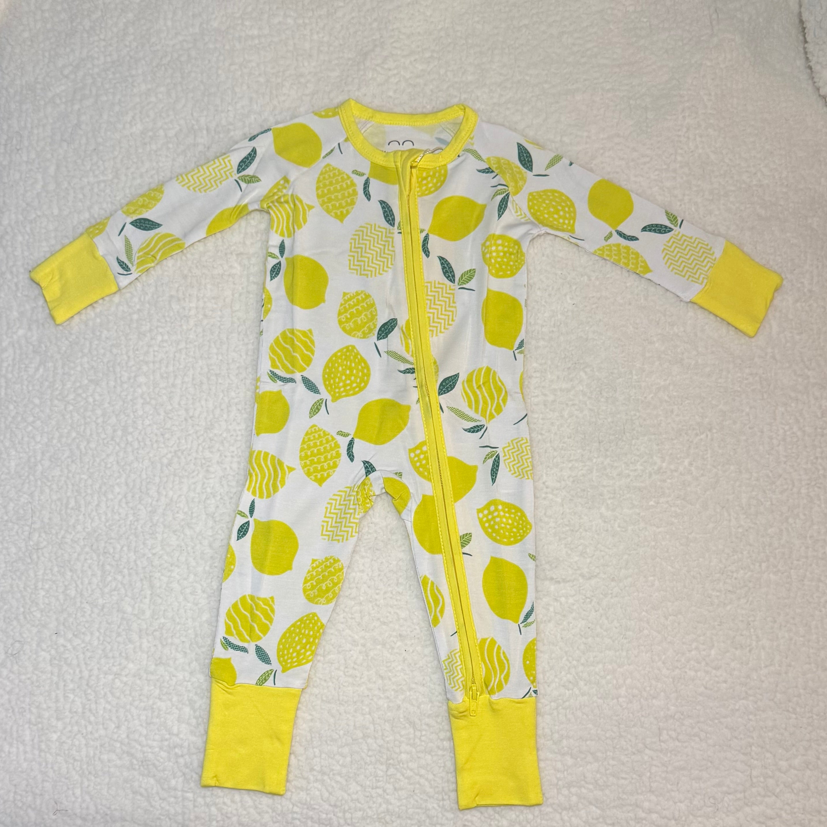 Lemon Bamboo Baby Girl Zipper Sleeper | 0–3 Months | Soft & Stretchy Bamboo Pajamas | Baby Girl Outfit